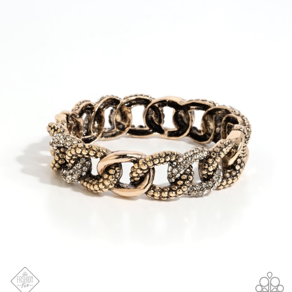 Gold and Silver Chain Bracelet Assertive Austerity Hinged Rhinestone Fashion